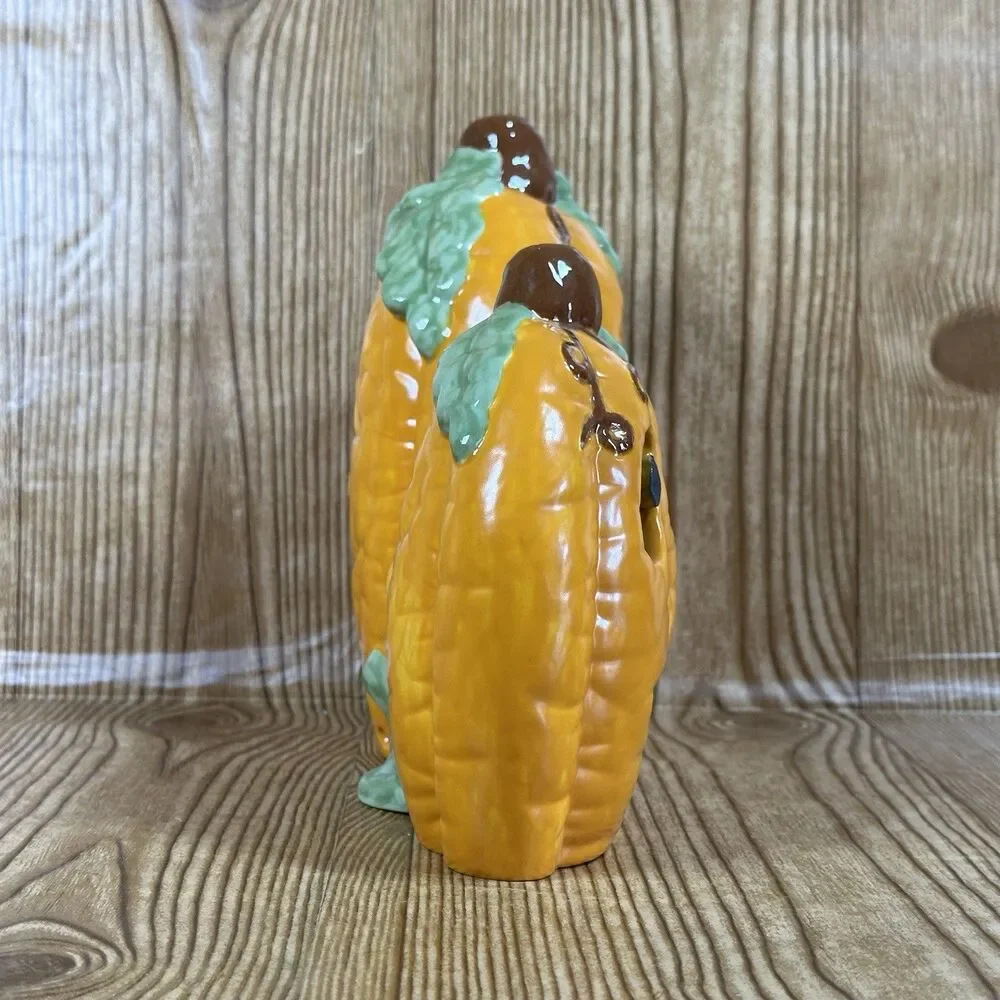 Vintage Ceramic Mold Halloween‎ Pumpkin Hand Painted Jack O Lantern 8”